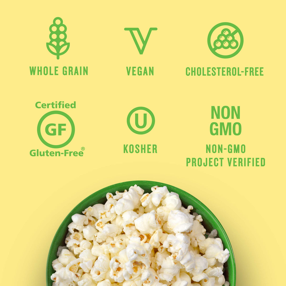 Angie's BOOMCHICKAPOP Sea Salt Popcorn close-up shows crisp texture and light flavor.