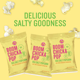 Angie's BOOMCHICKAPOP Sea Salt Popcorn pack of 24—perfect for road trips.
