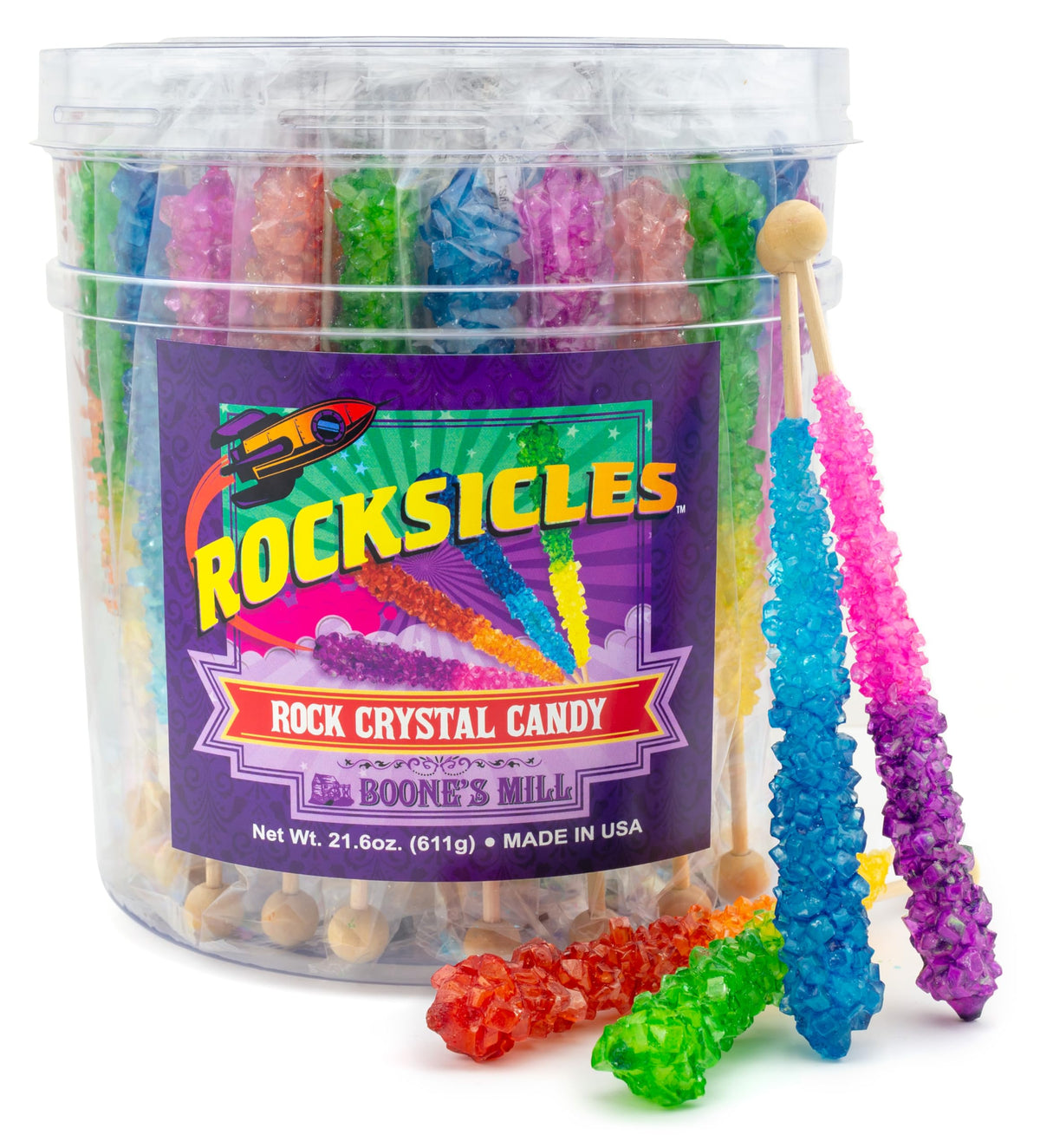 Boone's Mill Rocksicles orange-cherry crystals add a vibrant centerpiece for parties.
