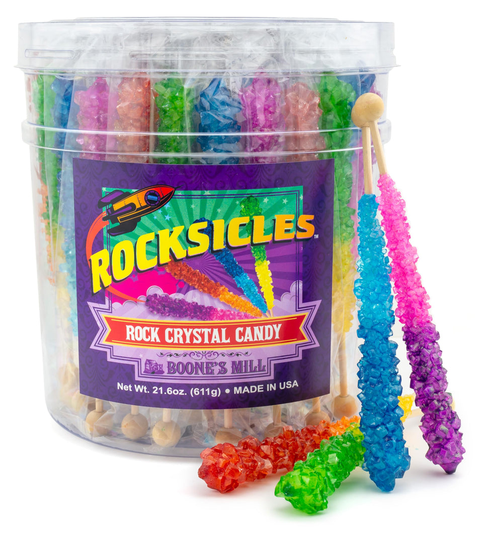 Boone's Mill Rocksicles orange-cherry crystals add a vibrant centerpiece for parties.