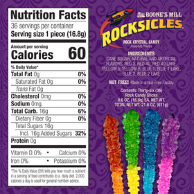 Boone's Mill Rocksicles packaging-wrappers showcase crystals through clear sleeves.
