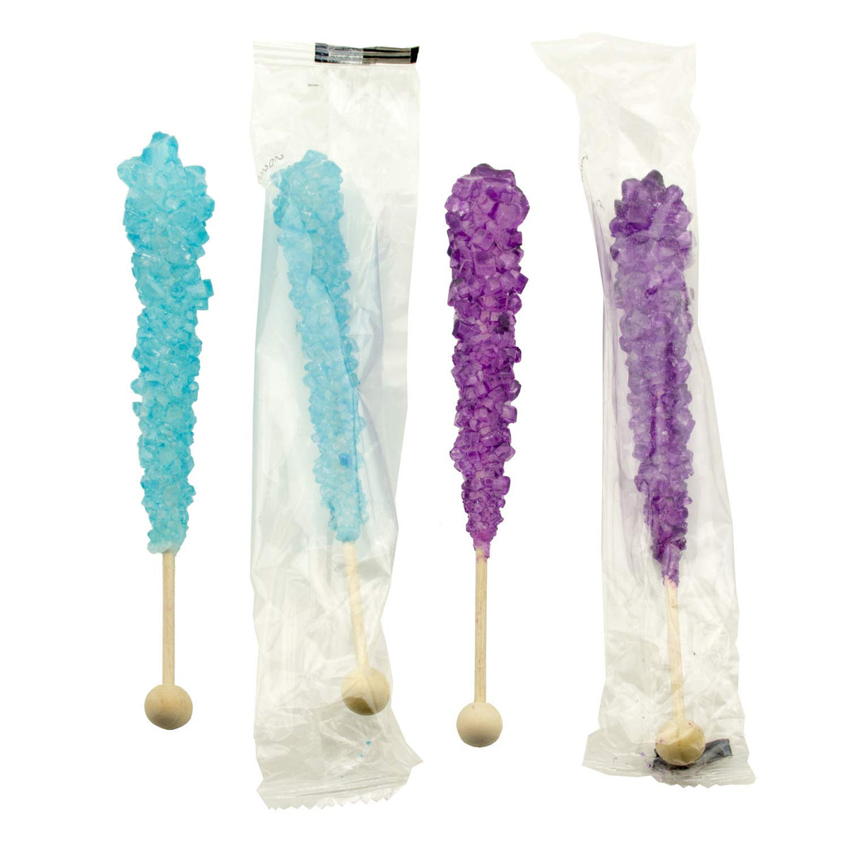 Boone's Mill Unicorn Party Rock Candy Sticks Original flavor with clear wrappers showing crystal shine.