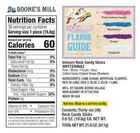 Boone's Mill Unicorn Party Rock Candy Sticks arranged for a festive candy bar display.
