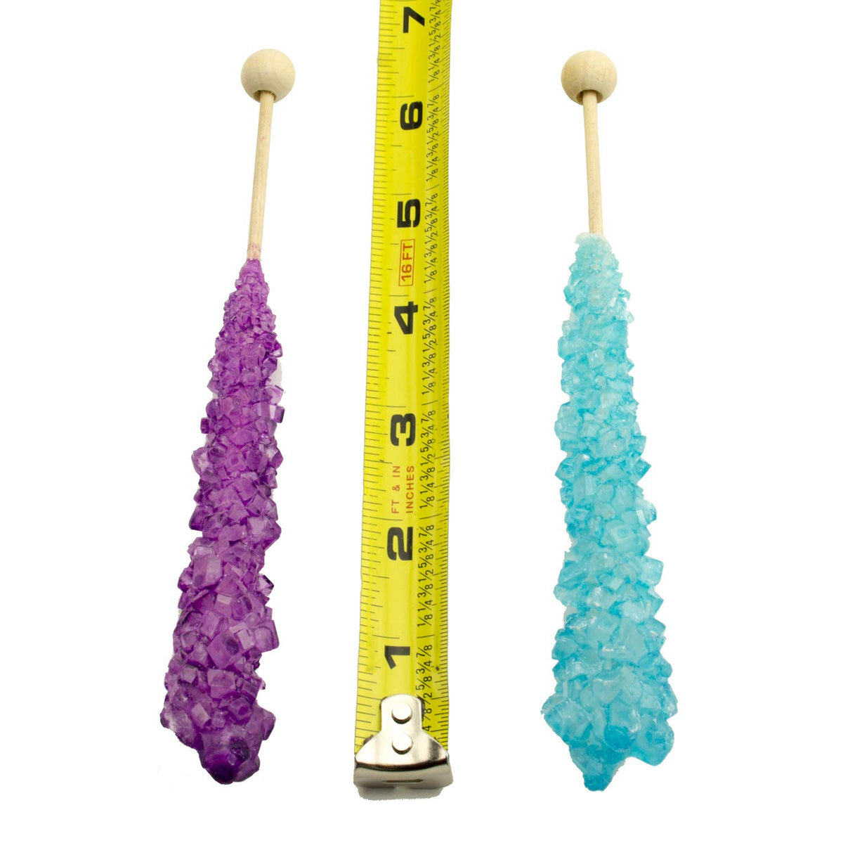 Boone's Mill Unicorn Party Rock Candy Sticks tub close-up showcasing colorful crystals for table decor ideas.