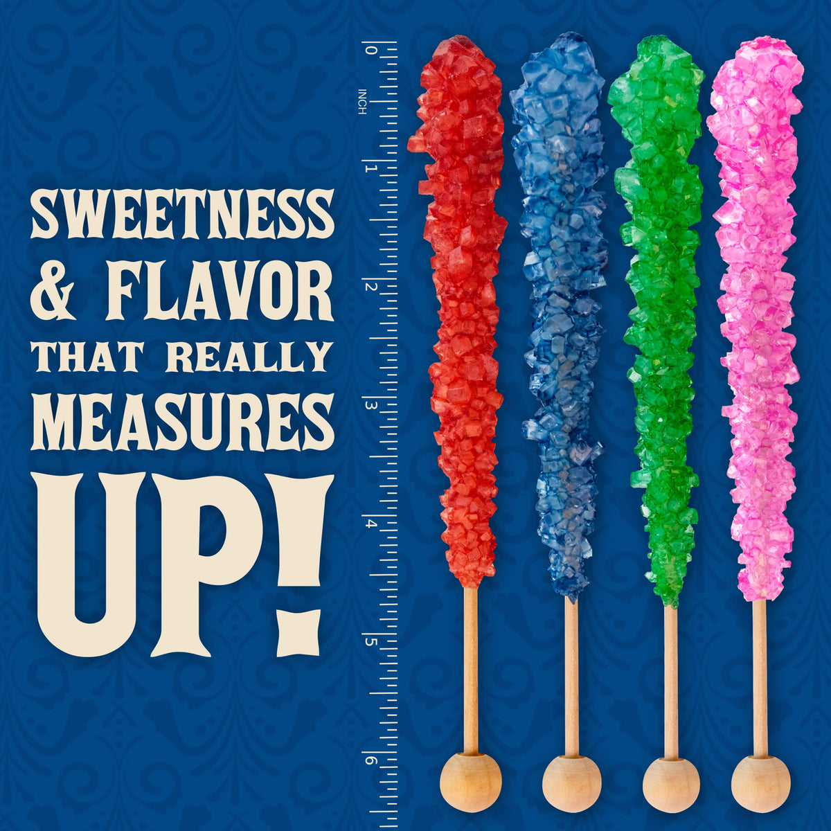 Boone's Mill XL rock crystal candy stick in blue raspberry for vibrant kid-friendly treats.