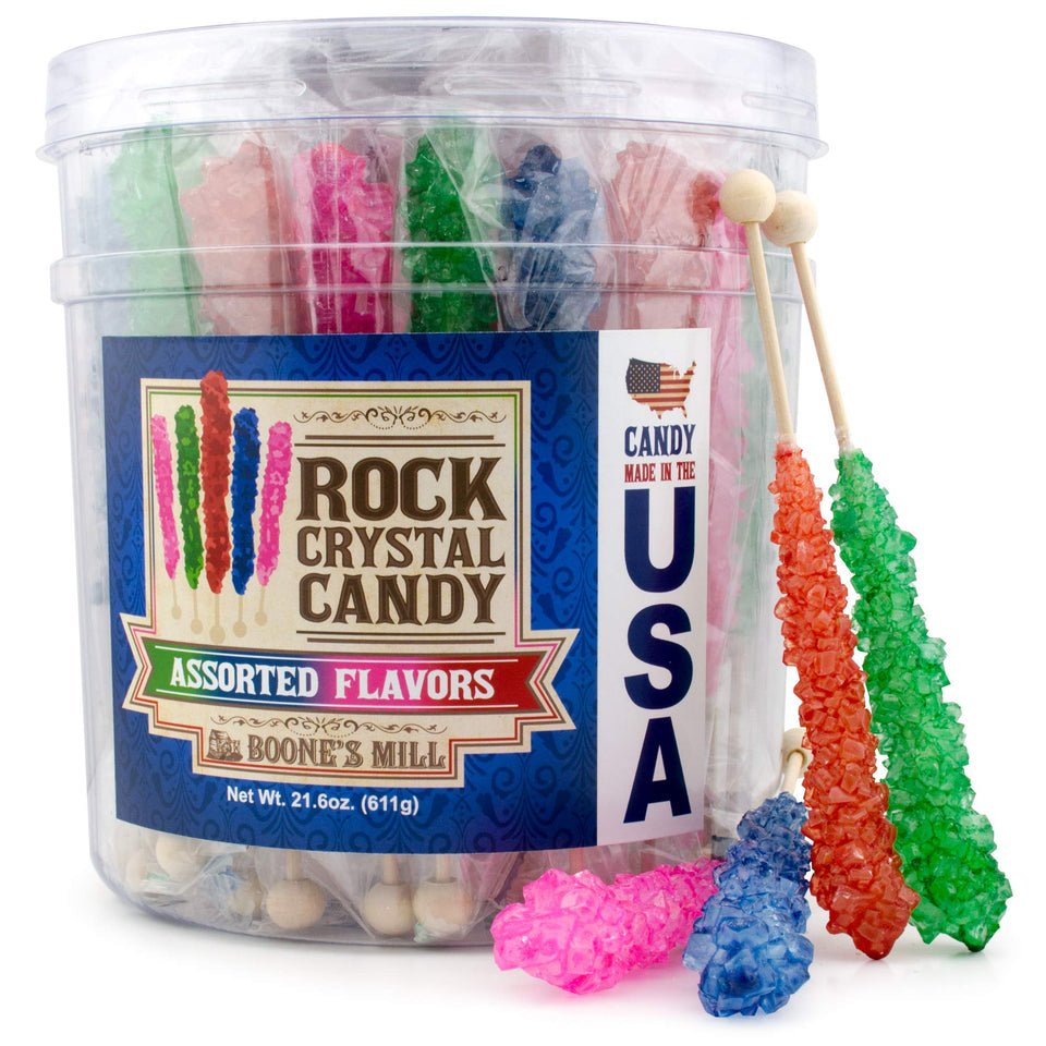 Boone's Mill XL rock crystal candy stick in pink cotton candy for colorful party snacking.