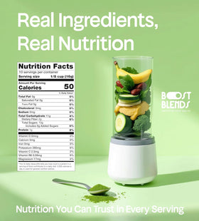 Boost Blends no added sugar icon communicates clean label