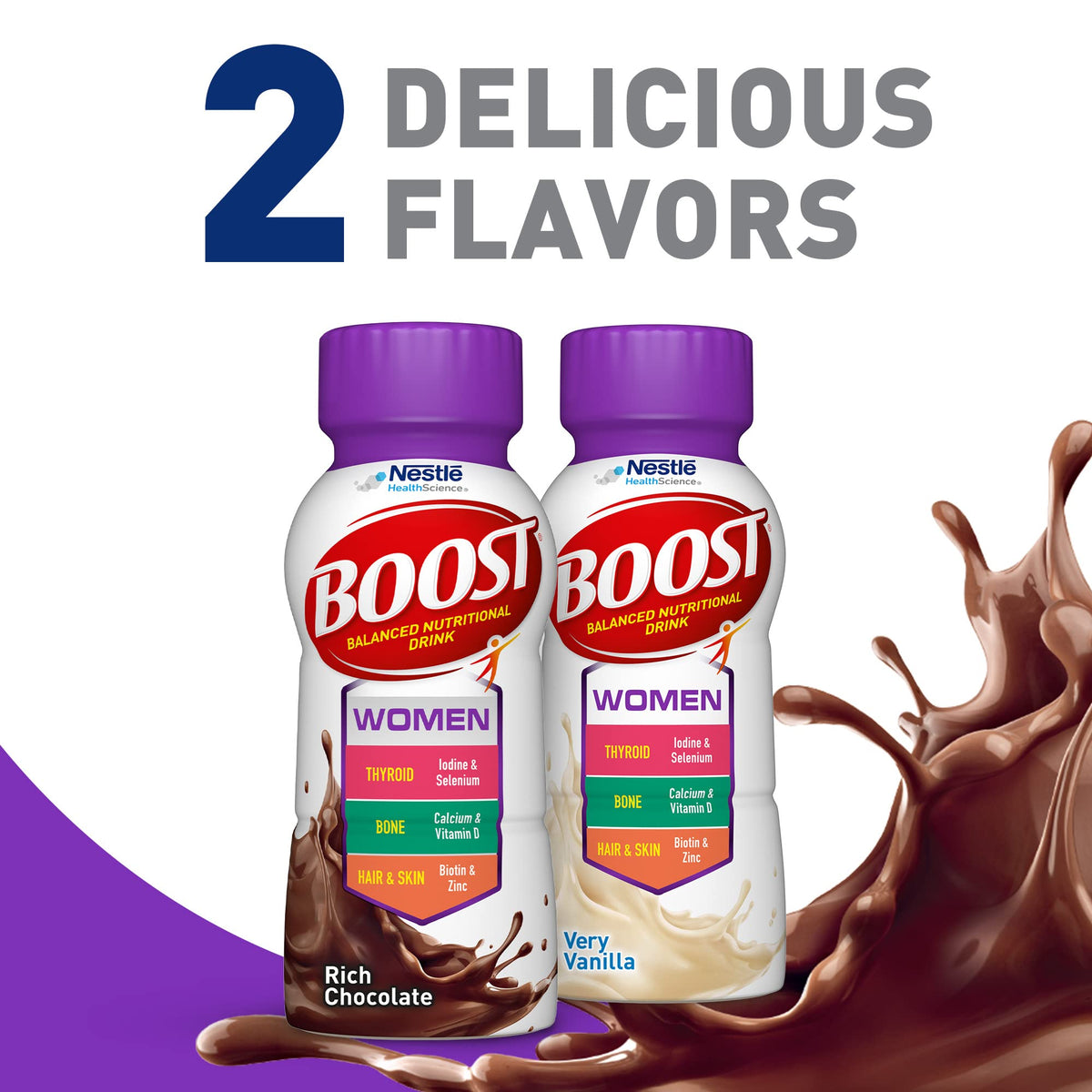 Breakfast on the go with BOOST Women drink for quick nutrition.