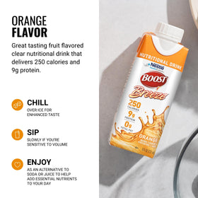 BOOST Breeze Clear bottle closeup label underlines gluten-free and lactose-friendly profile