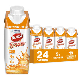 BOOST Breeze Clear orange bottle front view for daily nutrition and protein