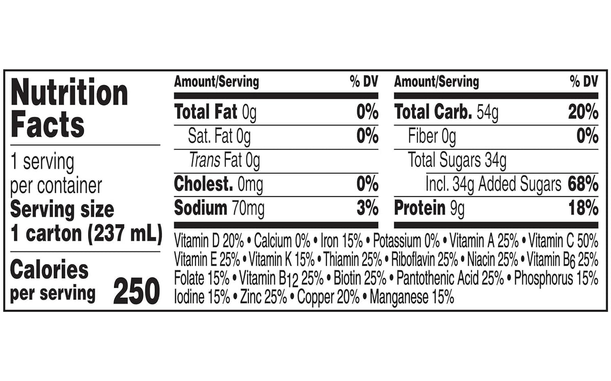 Front label of BOOST Breeze with key nutrition facts.