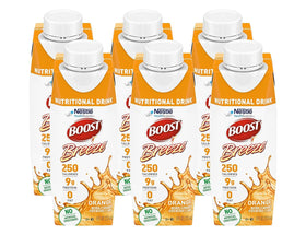 BOOST Breeze orange bottle ready for on-the-go nutrition.
