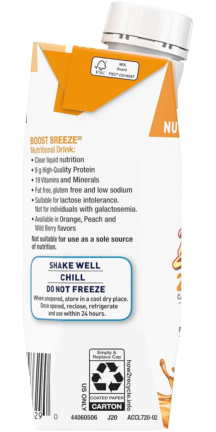 Boost Breeze vitamin-mineral chart shows key nutrients in one drink.