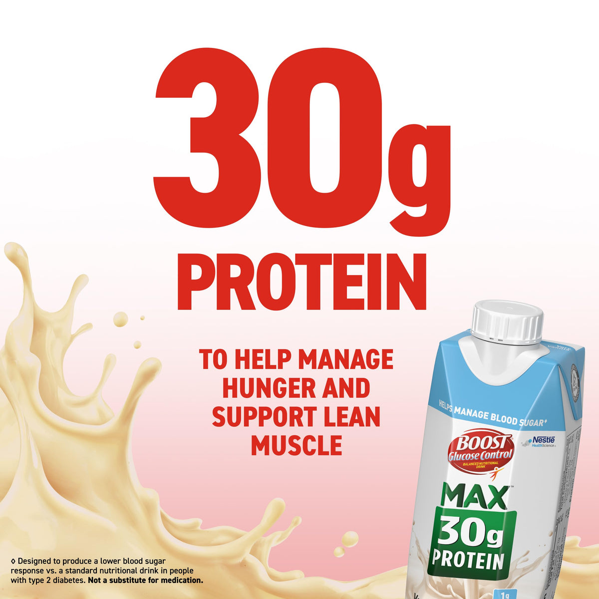 BOOST Glucose Control nutrition facts panel highlights vitamins and minerals.