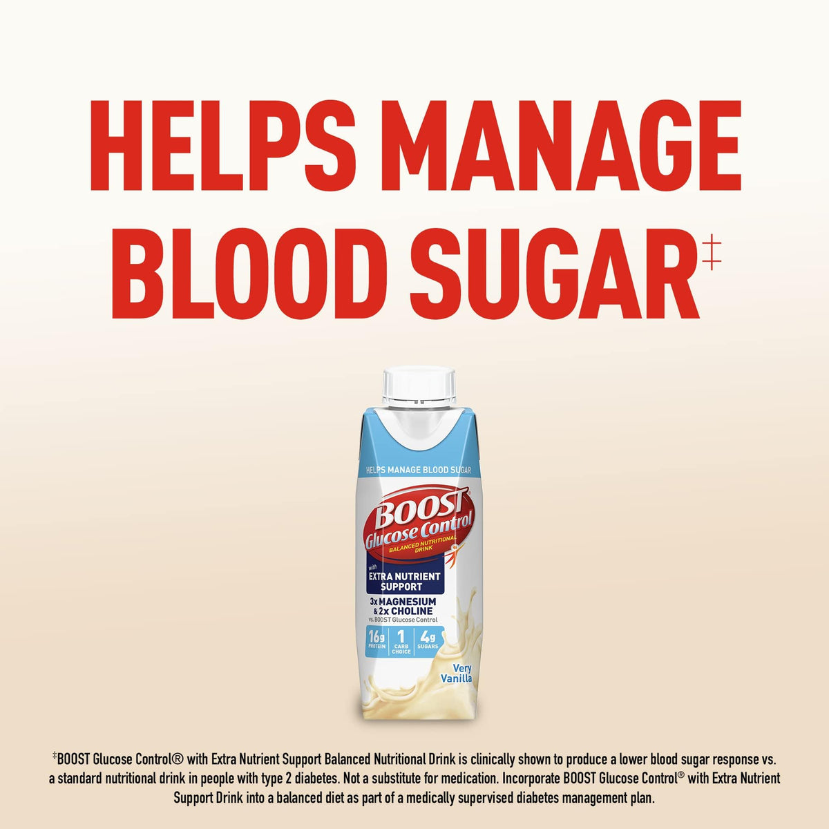 BOOST Glucose Control carton of 24 drinks for steady daily nourishment.