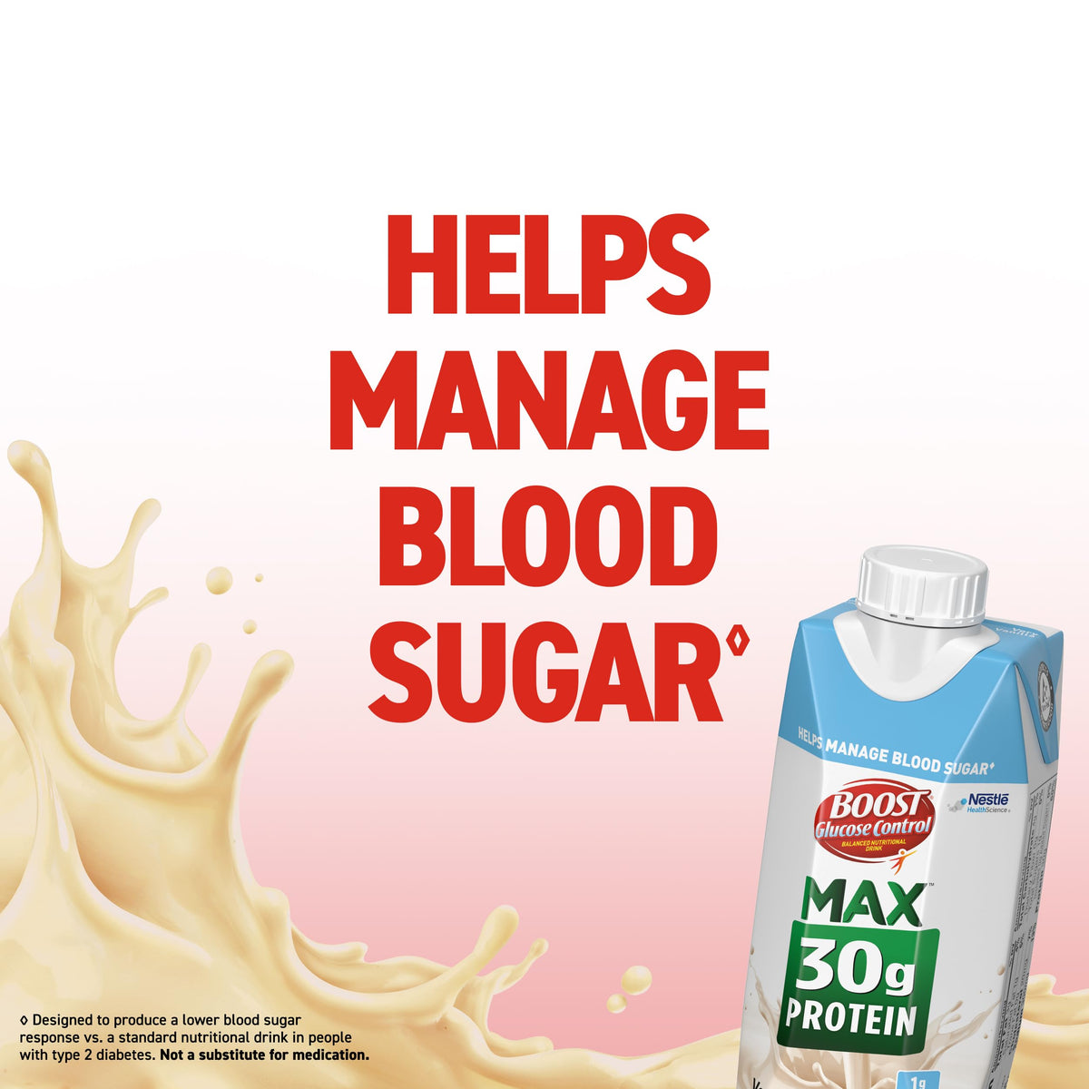 BOOST Glucose Control reclosable bottle for easy storage.