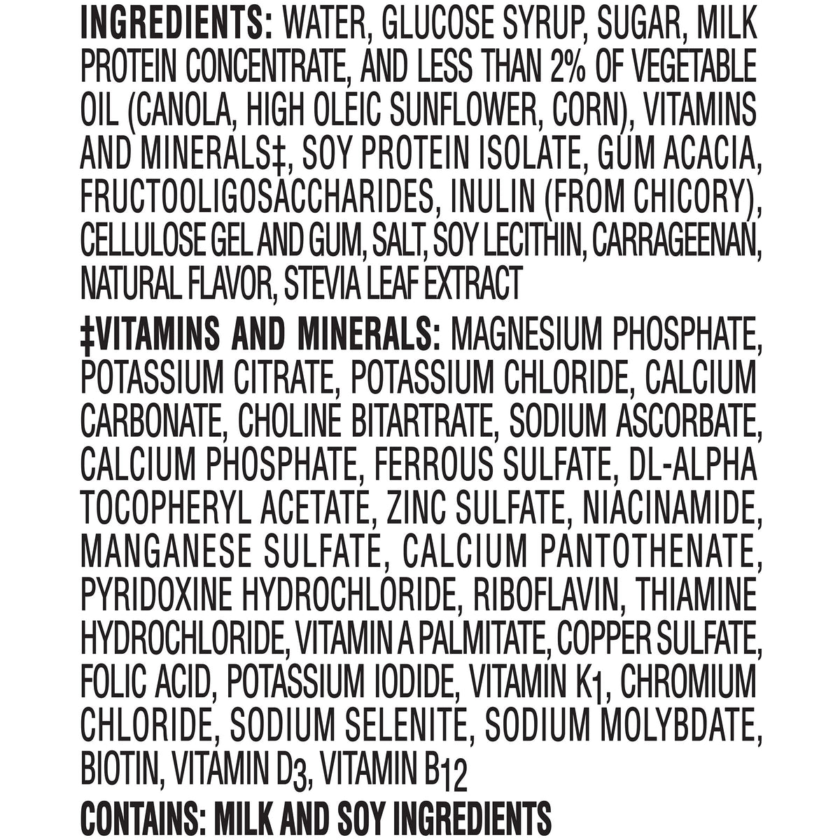 Back view of BOOST Original Peaches & Creme carton showing ingredients and nutrients