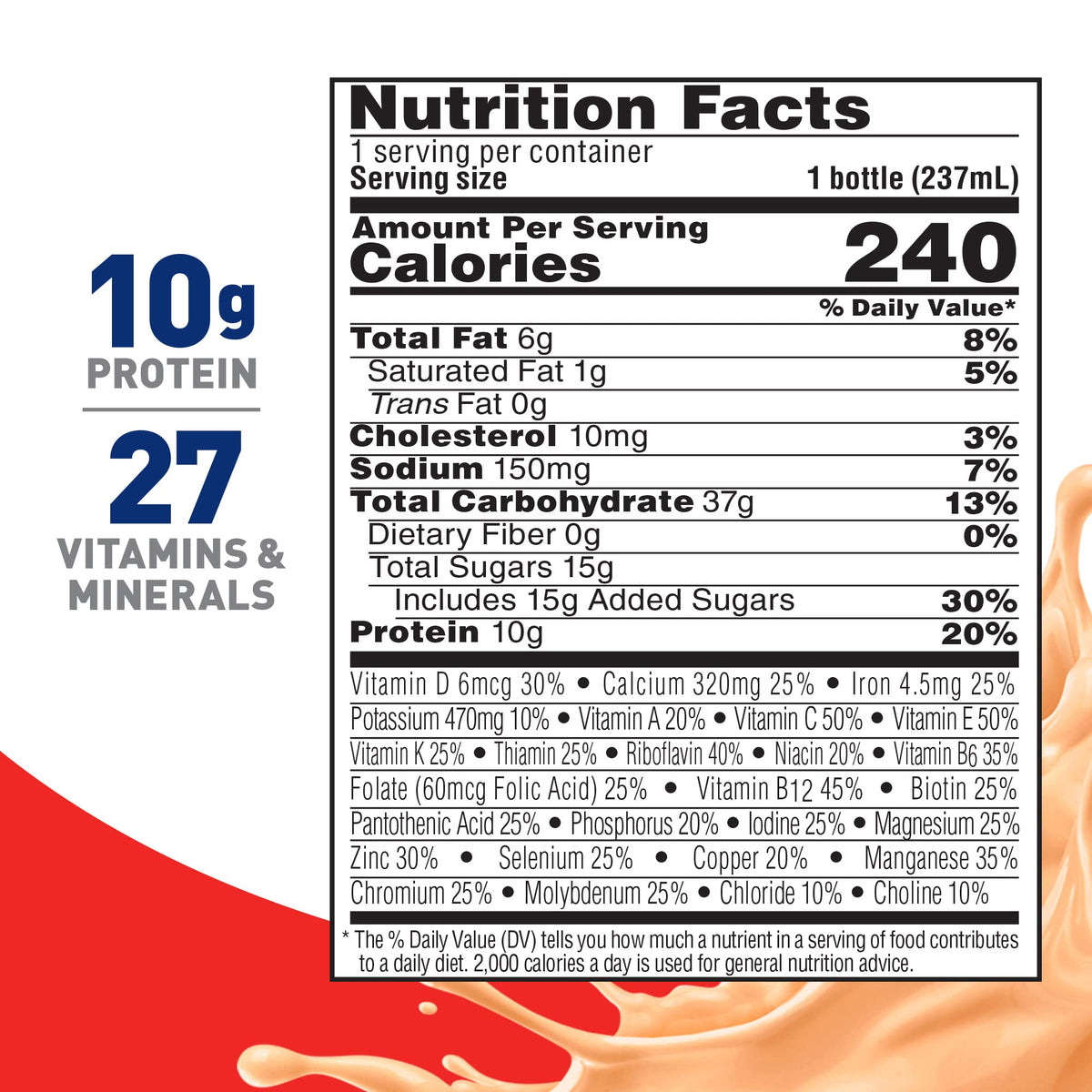 BOOST Original Peaches & Creme label close-up with no artificial flavors.