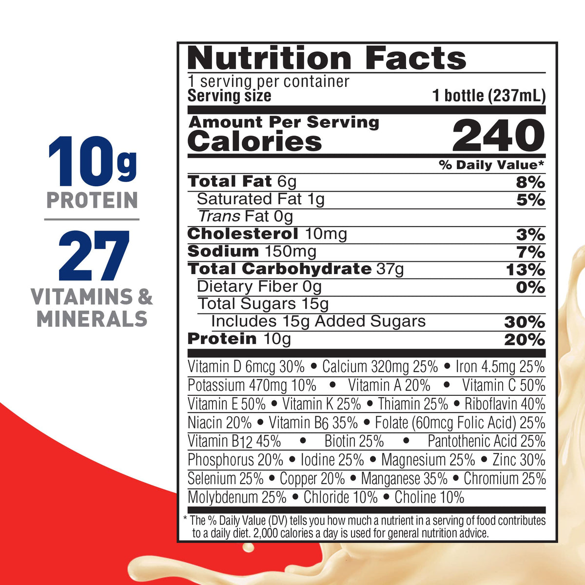 BOOST Original Vanilla label close-up highlighting vitamins and minerals