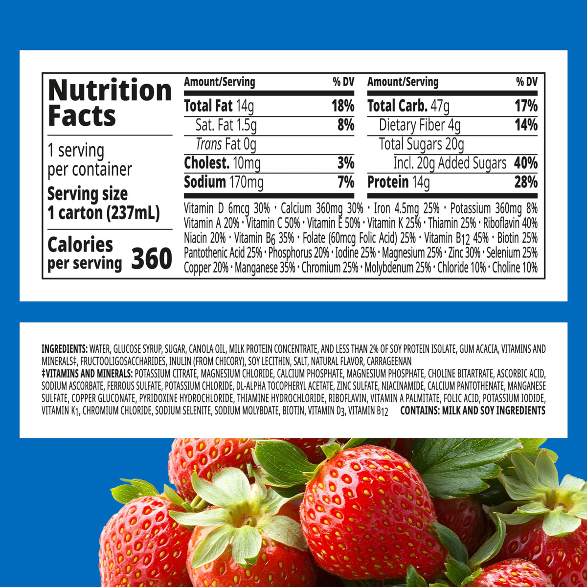 BOOST Plus creamy texture close-up emphasizes strawberry flavor.