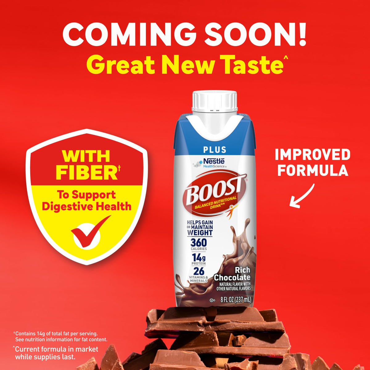 BOOST Plus Rich Chocolate pour reveals creamy texture ideal for quick meals