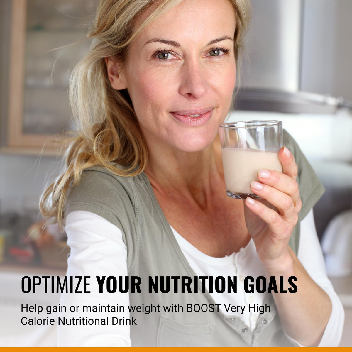 BOOST Very High Calorie Drink pouring into a glass, ready for a quick snack.