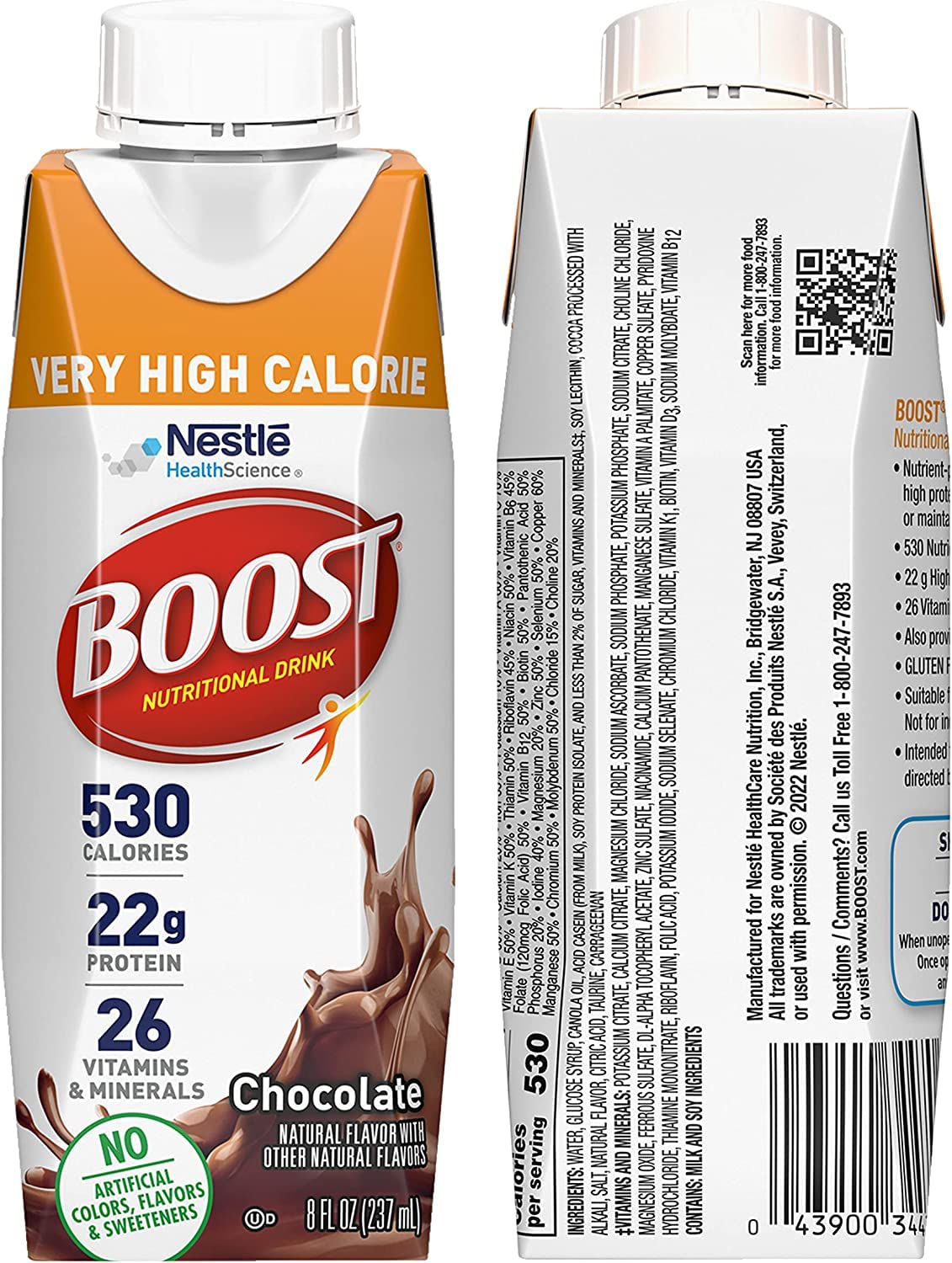 BOOST Very High Calorie Drink vanilla glass shows creamy texture ideal for a quick snack.