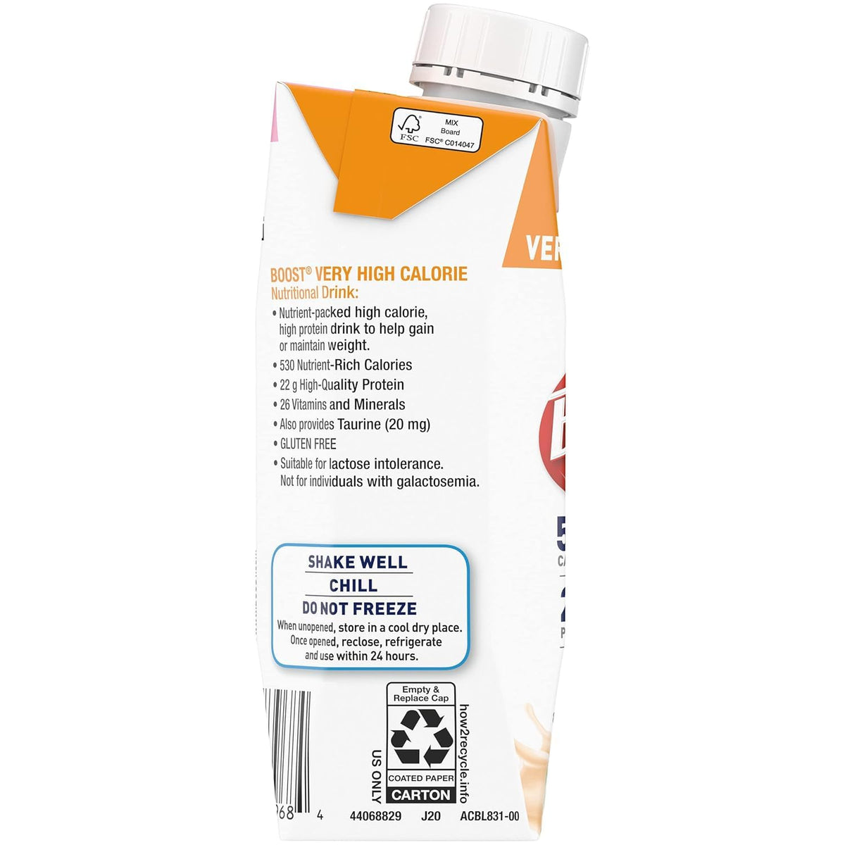 Chilled BOOST VHC served over ice for thinner texture