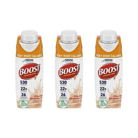BOOST VHC Strawberry bottle ready for a high-calorie energy boost.