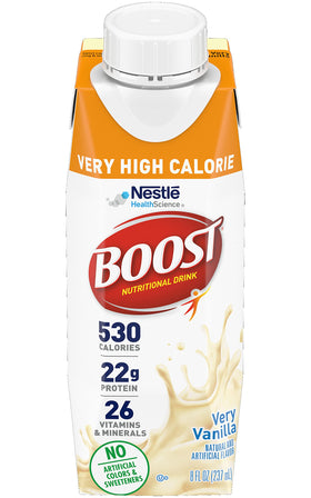 BOOST VHC vanilla bottle being poured into a glass for a smooth texture