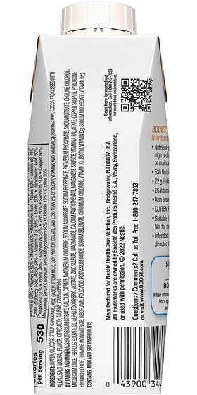BOOST Very High Calorie Vanilla ingredients-list lists natural flavor and no artificial additives.