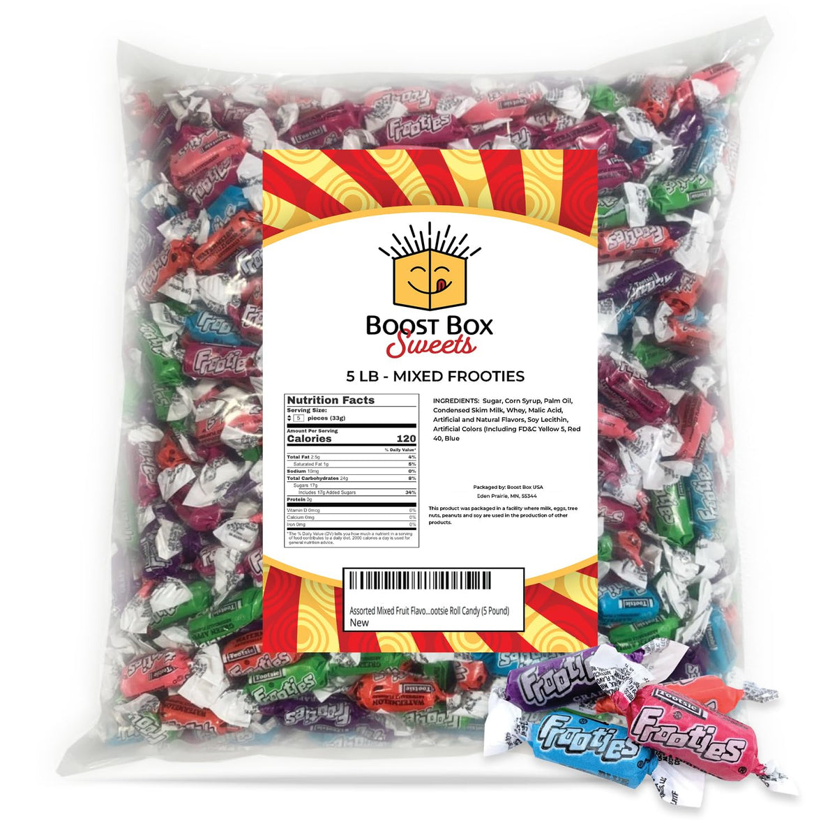 BoostBox Tootsie Frooties bulk 5lb packaging for sharing
