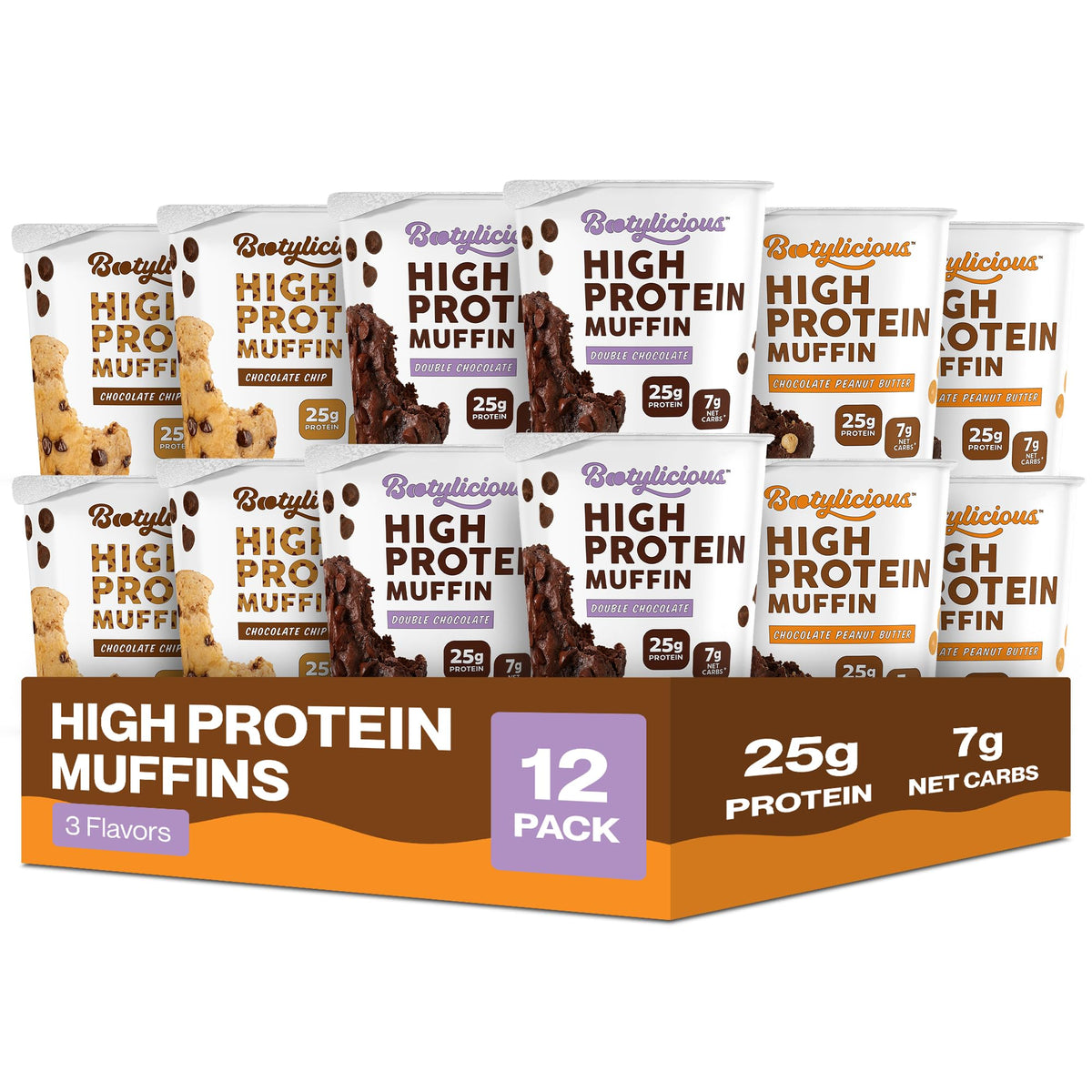 Bootylicious 25g protein muffin pack for on-the-go breakfasts with balanced macros