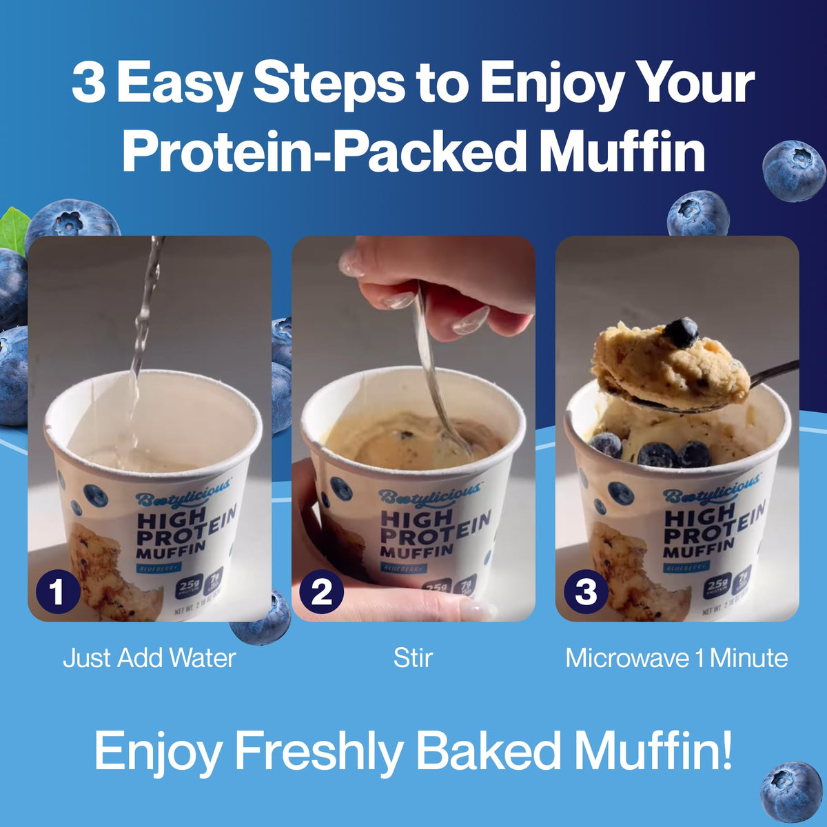 Muffin batter from Bootylicious Blueberry in microwave for one minute