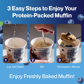 Muffin batter from Bootylicious Blueberry in microwave for one minute