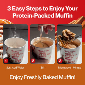 12-pack box of Bootylicious Cinnamon Bun muffins for convenient daily planning.