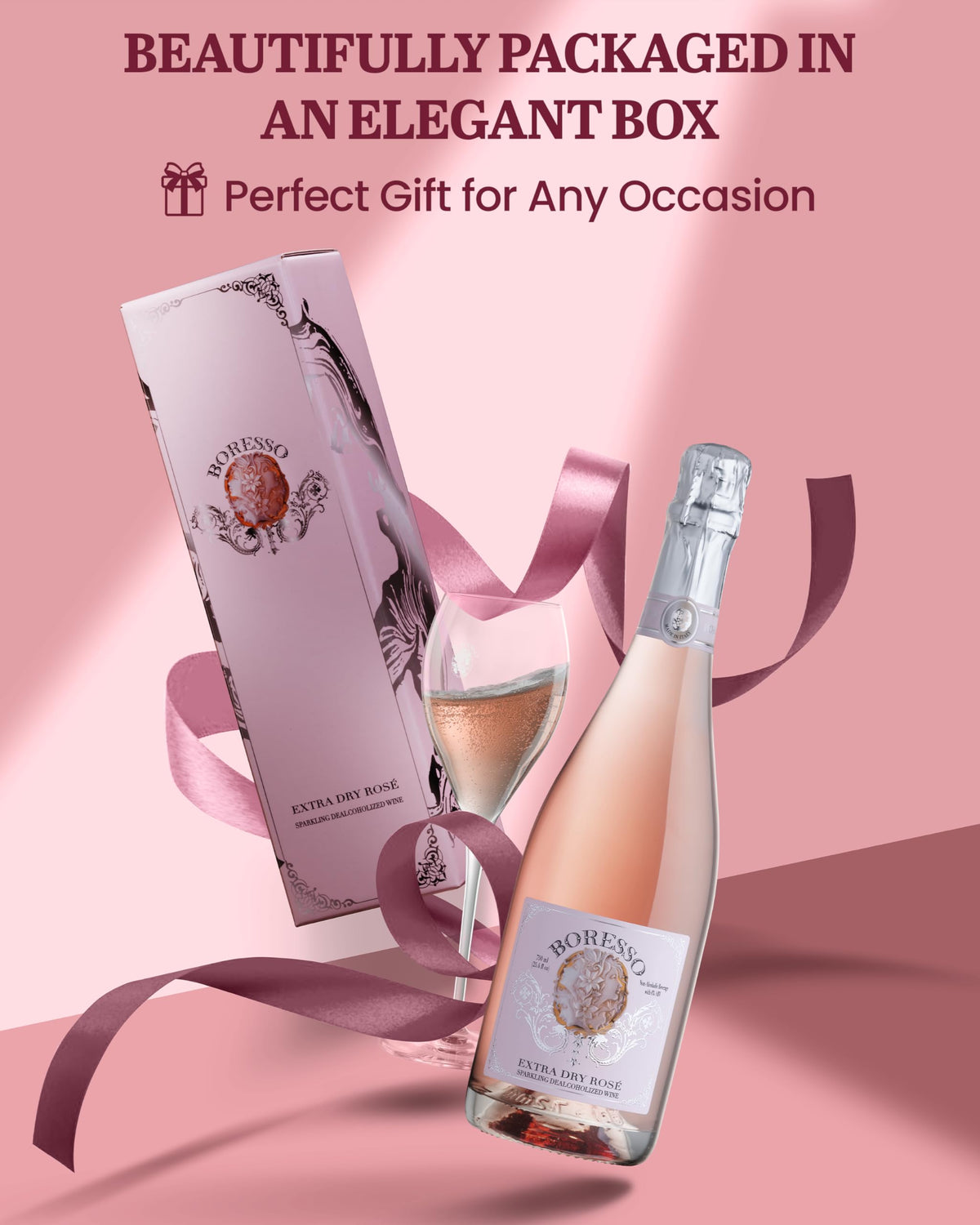 Boresso Chilled bottle on ice, ready for a sophisticated alcohol-free celebration