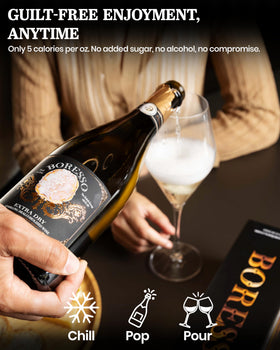 BORESSSO bubbles rising in a chilled glass for a crisp brunch.