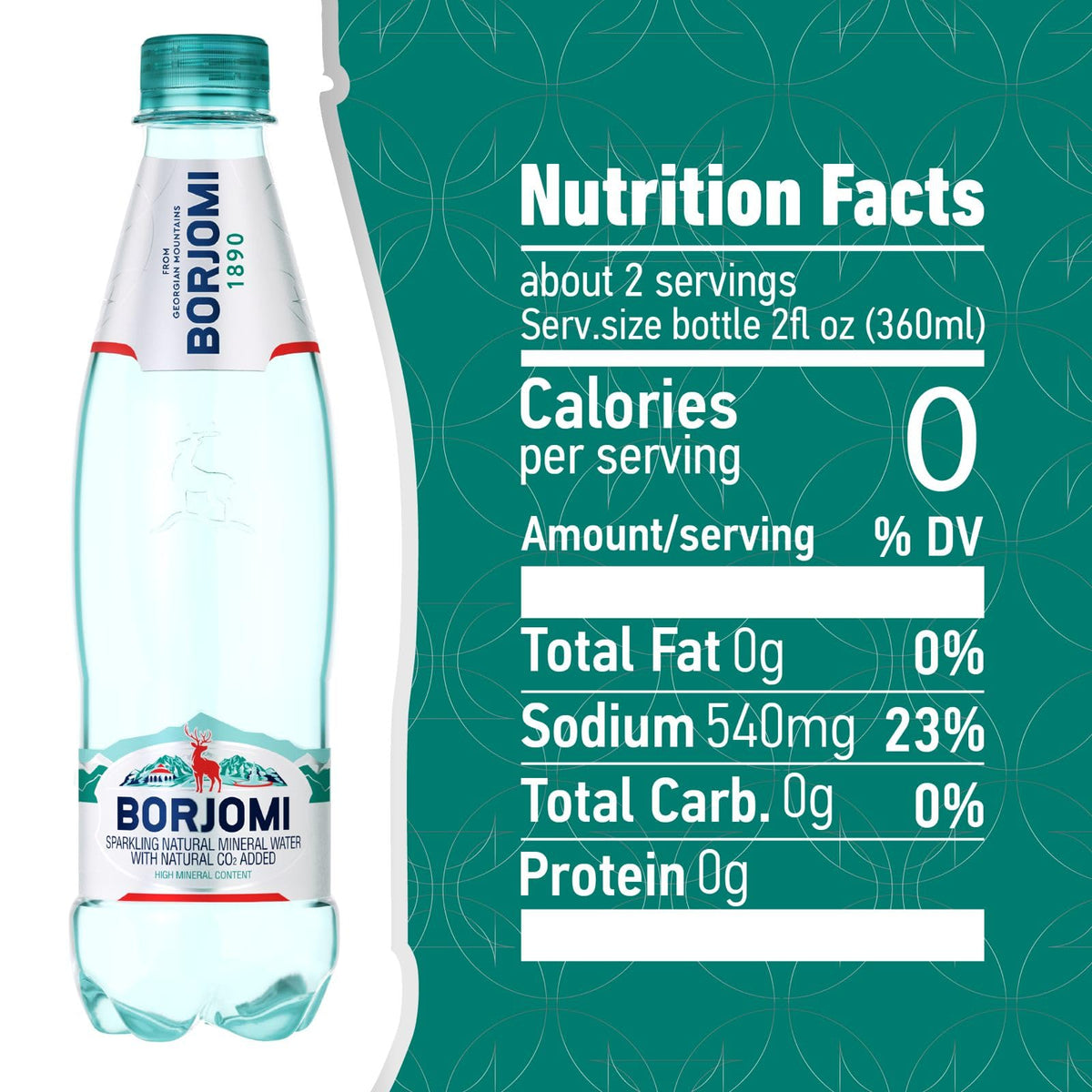 BORJOMI bottle open ready to enjoy light, naturally bubbly refreshment.