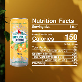 Borjomi Limonati pear lemonade can front, convenient on-the-go refreshment.