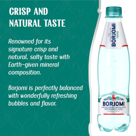 BORJOMI natural alkaline taste profile pairs with meals.