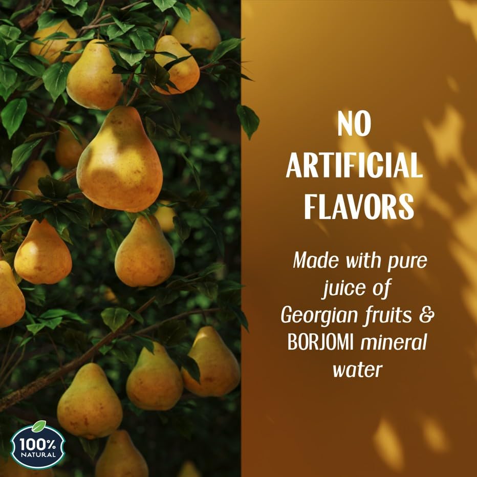 Borjomi natural mineral water pour, mineral balance enhances everyday thirst-quenching.