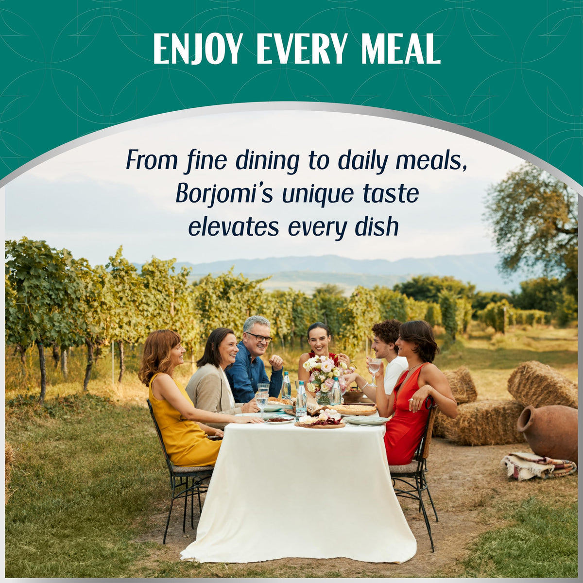 BORJOMI six-pack package displays convenient, on-the-go hydration.