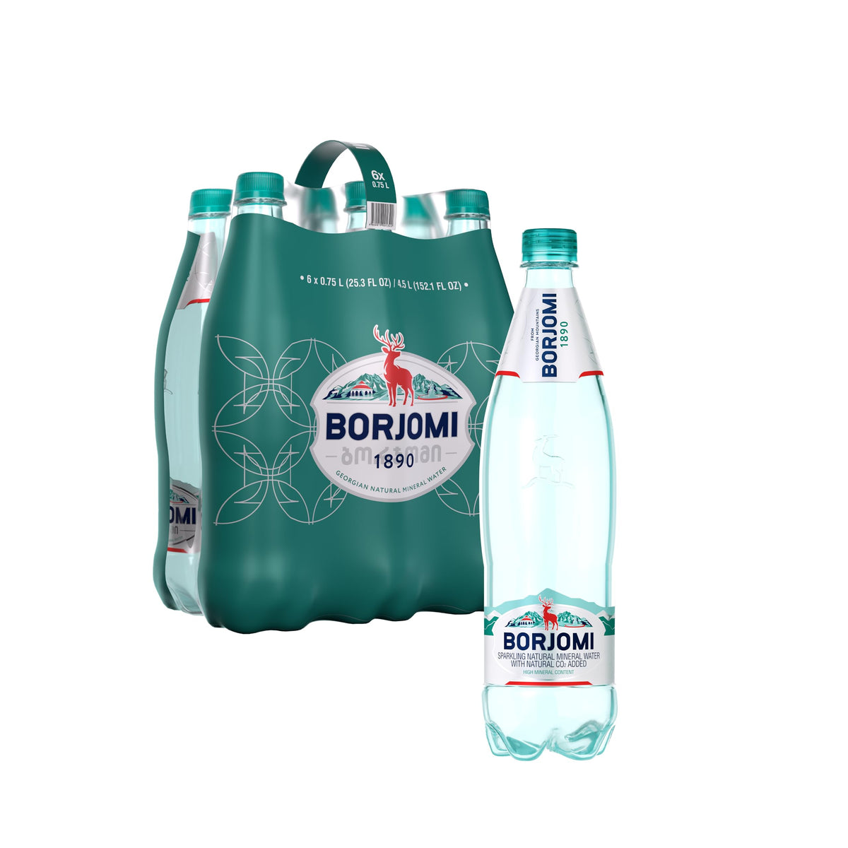 BORJOMI sparkling water pour shows crisp bubbles and refreshing finish.