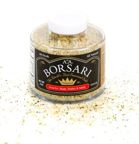 Borsari Original Salt close-up highlights basil and garlic for poultry seasoning
