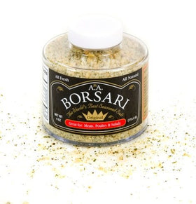 Borsari Original Salt close-up highlights basil and garlic for poultry seasoning