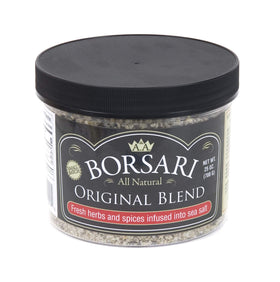 Borsari Original Seasoning Salt bottle front with natural Italian herbs.