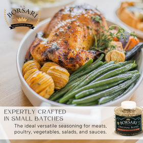 Two BORSARI Original Seasoning Salt shakers on kitchen counter for versatile use