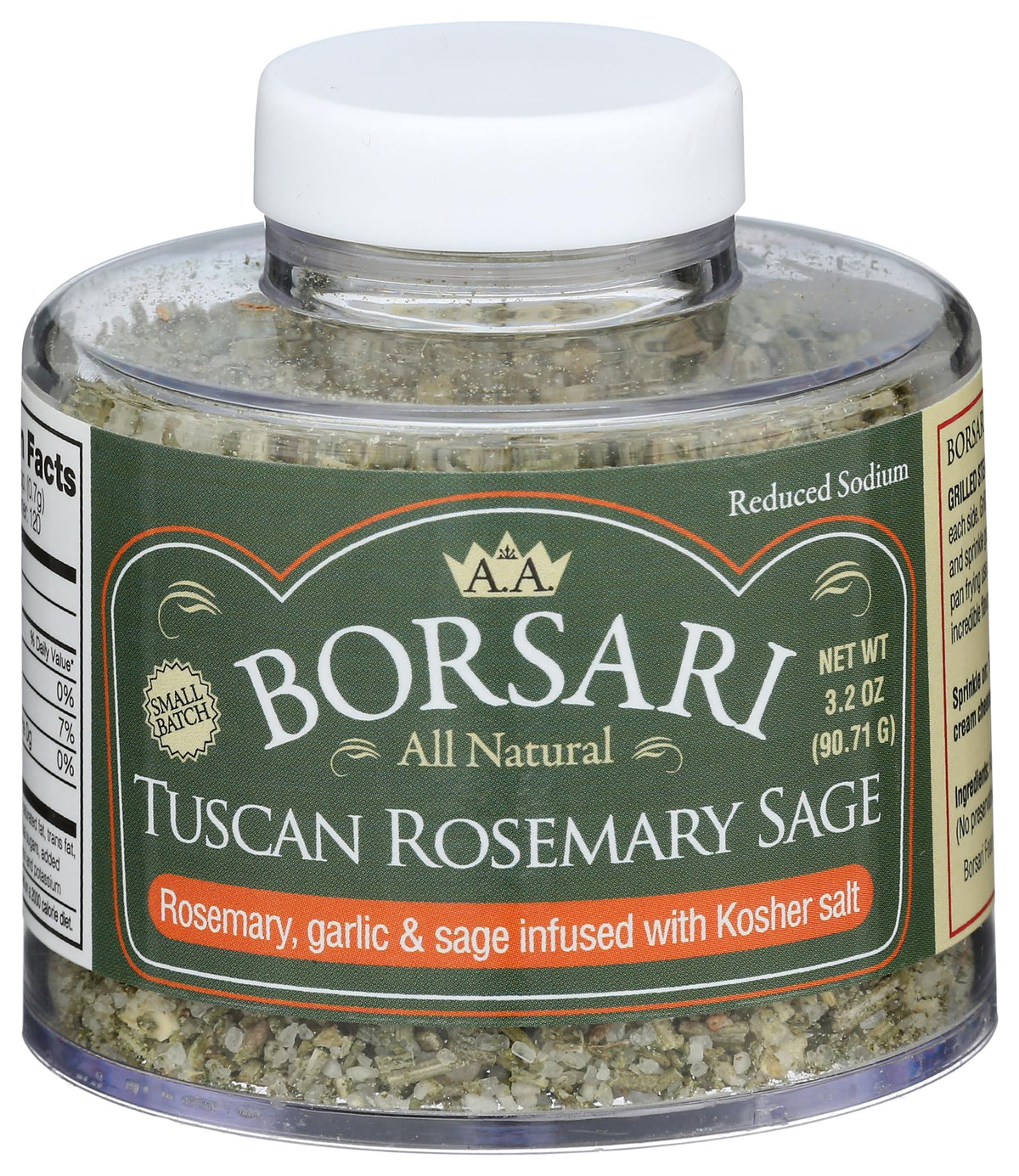 Borsari Salt Seasoning Rosemary Sage Tuscan jar front for flavorful roasts