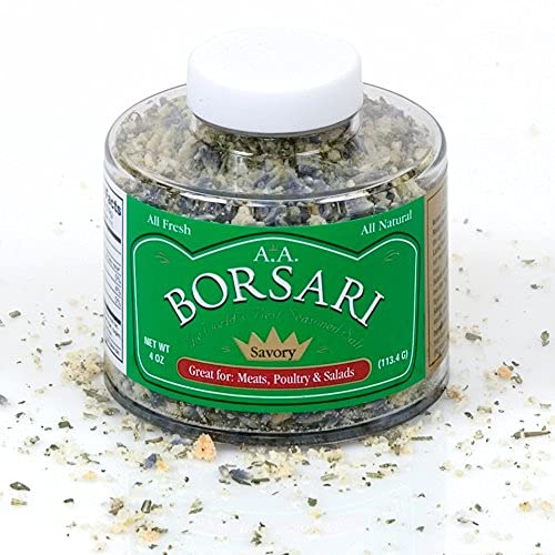Borsari Savory Salt close-up shows garlic, basil, rosemary aroma for cooking